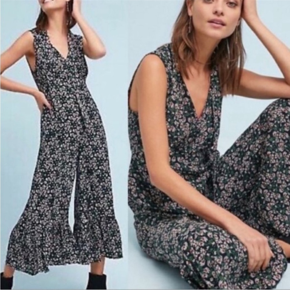 Anthropologie Maeve Ansonia Floral Ruffled Jumpsuit Size 14
